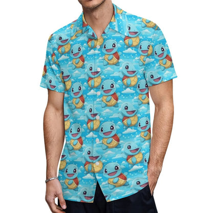 Summer Men's Shirt Cute Animal Print Short Sleeve Shirt Open button Lapel Men's Top Comfortable Casual Men's Shirts
