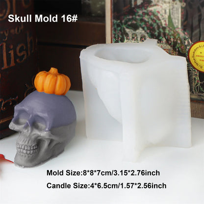 Square Pumpkin Candle Silicone Molds 3D Skull Pillar Candle Mold for DIY Ghost Pumpkin Epoxy Resin Halloween Party Home Decor