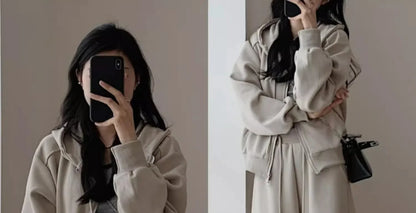 Autumn/Winter 2024 New Tea Matching Women's Clothing Set Plus Size Elegant Casual Salt System Sweatshirt Two-Piece Suit