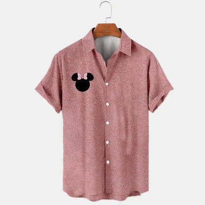 2024 Summer Shirt Disney Trend Fashion Cartoon Interstellar Baby Stitch Harajuku Top Men's Disney Hawaiian Shirts