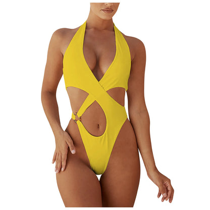 Swimsuits Women's Plus Size Bathing Suit Tummy Control Swimwear Women Sexy Hollow One Piece Swimsuits High Waist Bikini Bottoms