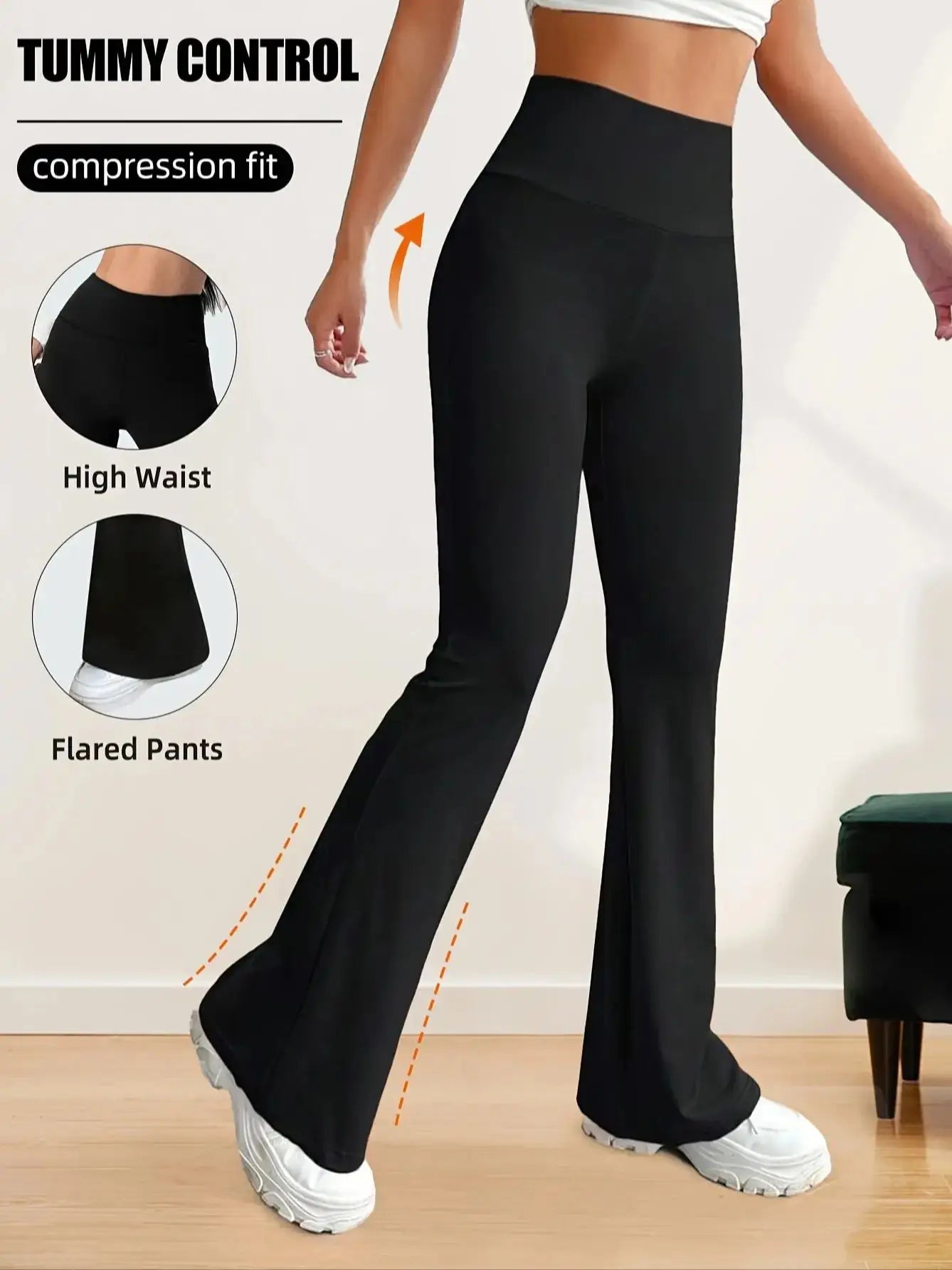Spring and summer nude flared pants, high waisted slimming leggings, hip lifting slightly wide leg running and fitness pants