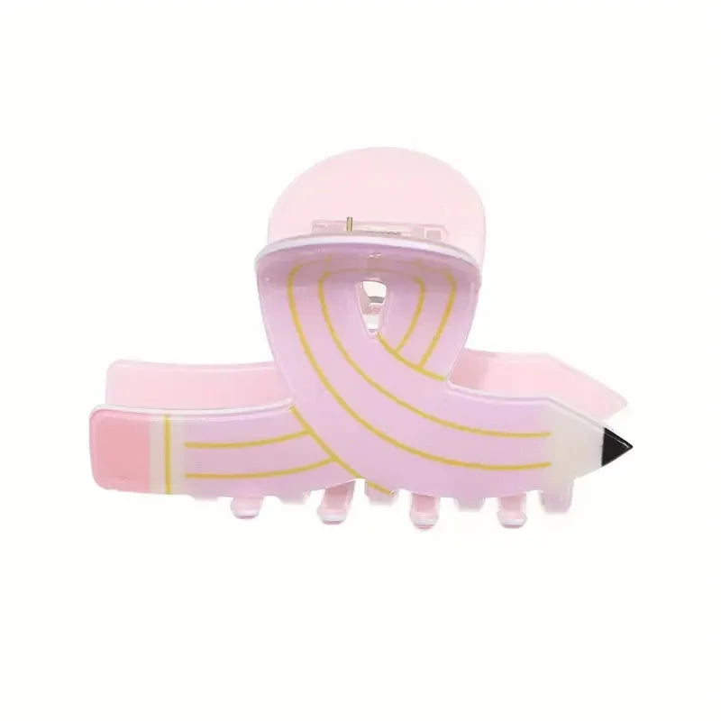 1pc candy color simulation pencil shark clip cute hair clip creative back of the head hair clip ponytail clip