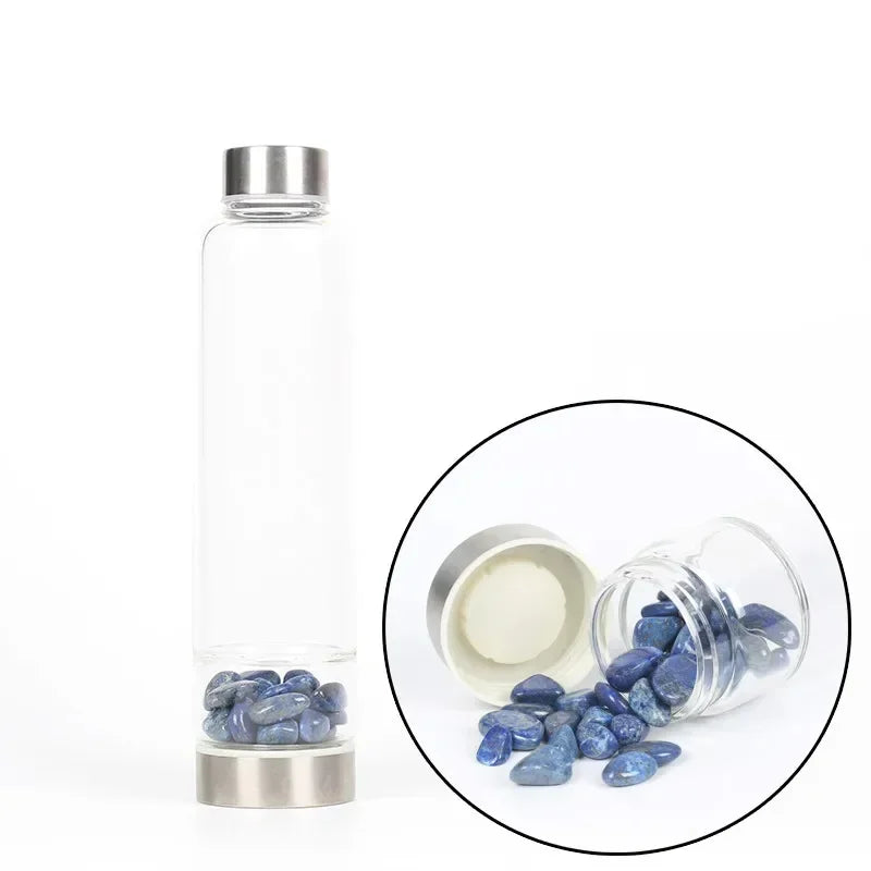 550ML Creative Natural Quartz Crystal Glass Water Bottle Irregular Stone Cup Point Wand Healing Infused Elixir Cup Natural Stone