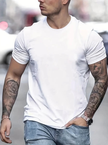 Summer men's 100% cotton comfortable casual loose plus size LOS ANGELES printed sports round neck short sleeved T-shirt top
