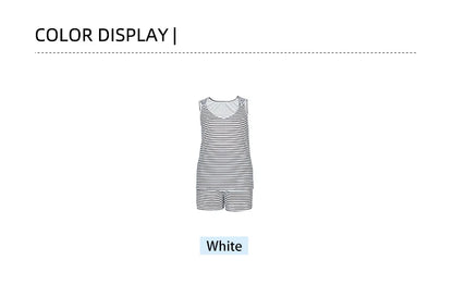 Women's 2025 Summer New Sleeveless Round Neck Vest Casual Short Jumpsuit With Pockets Jumpsuit Two Piece Set