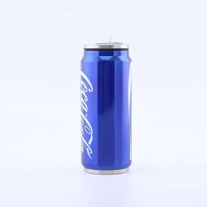 Stainless Steel Cola Thermos, Outdoor Portable Car Thermos Cup, Sublimation Can, Double Layer Straw Cup