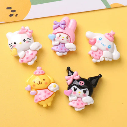 10 Pcs New Kawaii Cartoon Animal Kitten Puppy Rabbit Series Resin Scrapbook  DIY Jewelry Hairpin Headrope Decoration Crafts A21