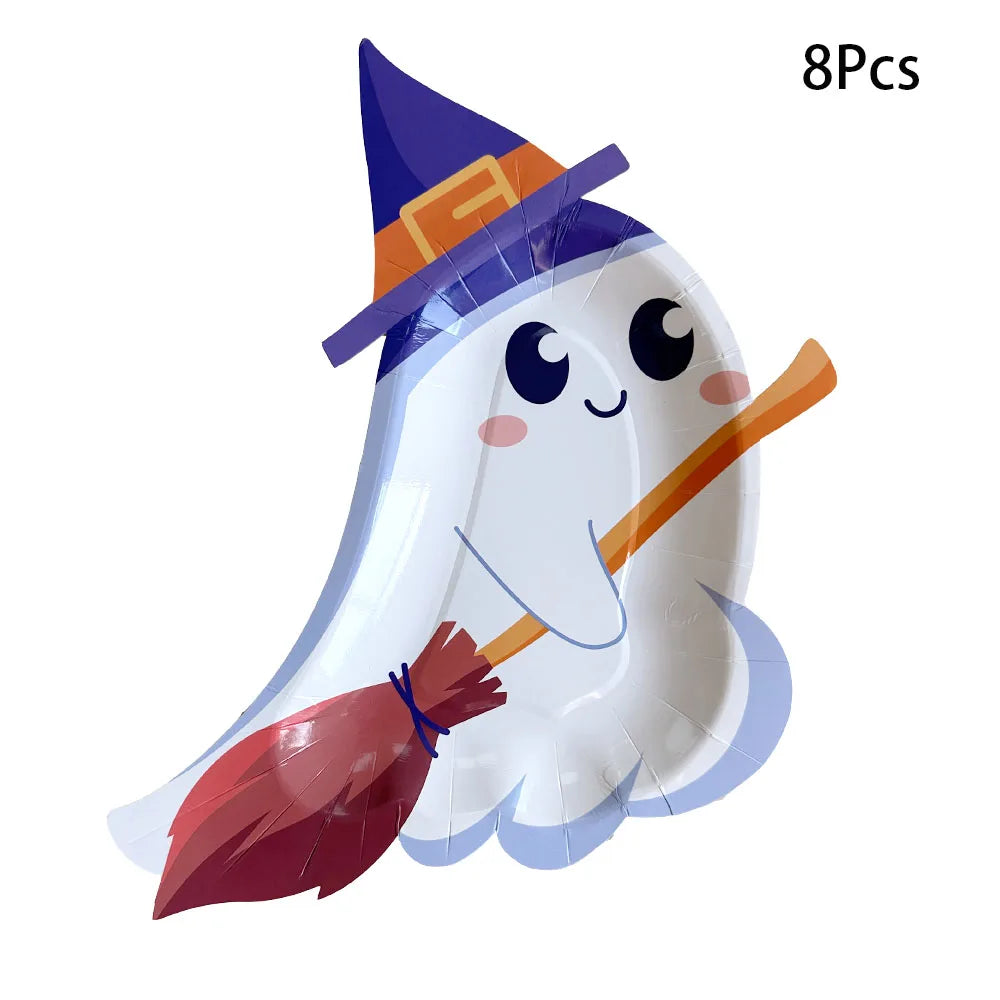 Bat Ghost Disposable Tableware Birthday Party Supplies Skeleton Plate Halloween Party Decoration Supplies