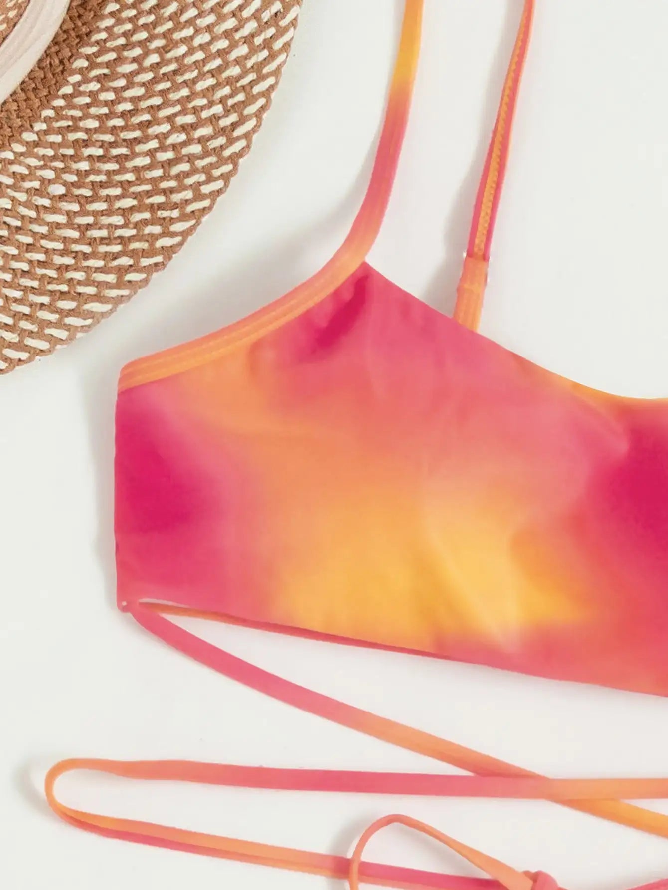 3 Pieces Ombre Lace Up Bikini Swimsuit & Beach Skirt Sexy Swimwear Women 2025 Bathing Swimming Swim Suit Female Summer Beachwear