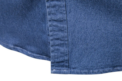 AIOPESON Autumn New Cotton Men's Denim Shirt Solid Color Single Pocket Casual Long Sleeve Shirt Autumn Jeans Shirt for Men
