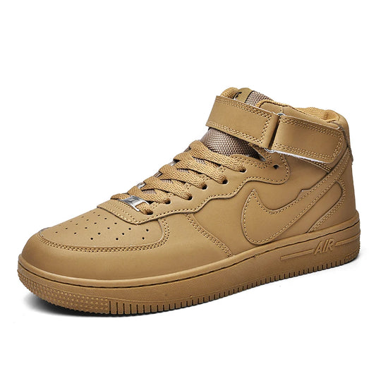 Sports shoes for teenagers, outdoor fashion trend, high-end high-quality leather, high top classic, hot selling wheat color