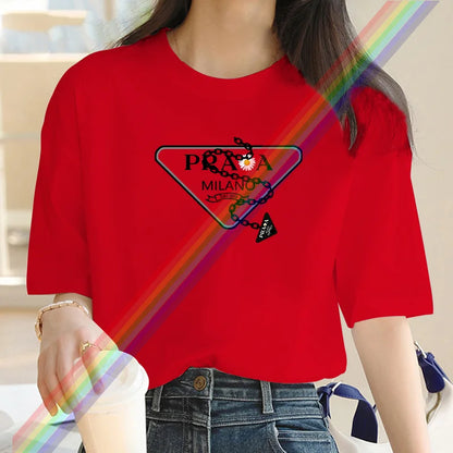 Women's luxury brand Fashion cartoon dog print women's T-shirt 2025 summer street fashion women's T-shirt Top women's T-shirt