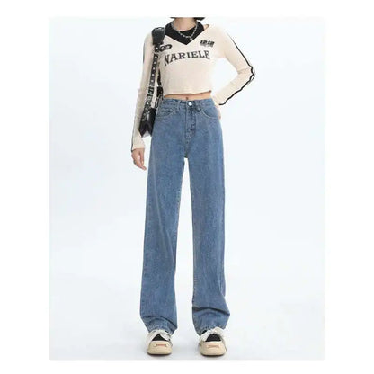Spring And Summer New High Waisted Slim Jeans For Women Niche Casual Loose Thin Floor Pants Wide Leg Pants Trendy Pants