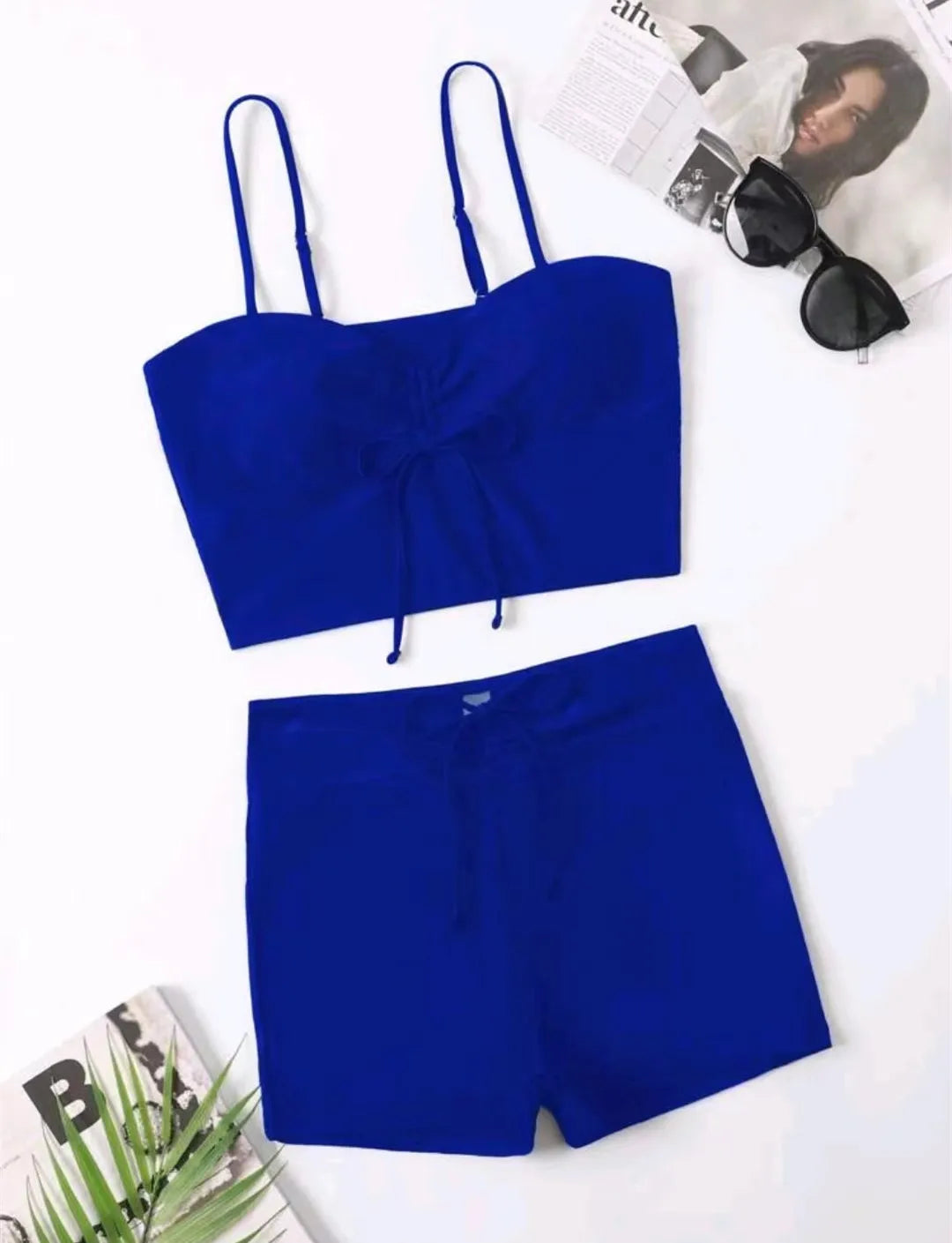 2025 Leaf Batch Swimsuit Women High Waist Bikini Set Drawstring Swimwear Female Padded Bathing Suit Swimming Beachwear Summer