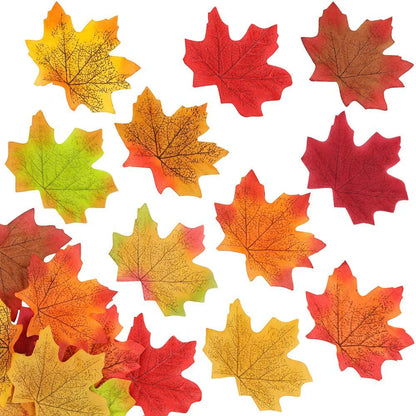 100/200/300pcs Artificial Maple Leaves Home Autumn Fall Decor Maple Leaf Halloween Thanksgiving Wedding Party Props Decoration