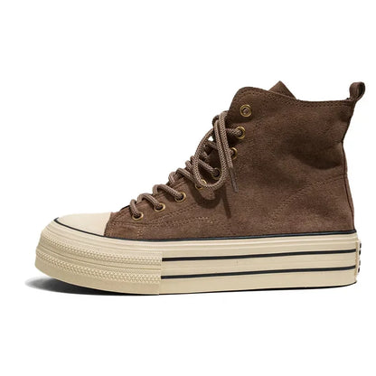 Classic Fashion Skateboarding Shoes for Men Women Comfy Suede Leather High Top Sneakers Men Height-increasing Platform Sneakers