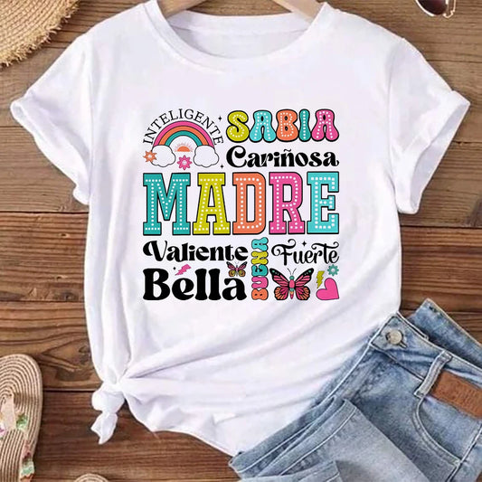 Smart Intelligent Cute Brave Beautiful Kind and Strong Mom Printed Shirts Mama Life T-shirt Female Tee Mother's Day Outfit Gift