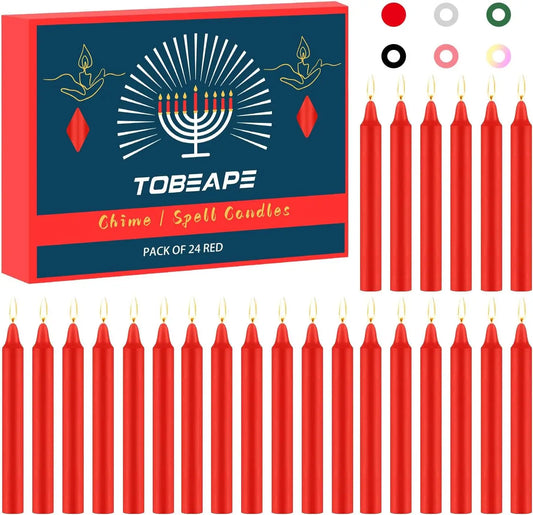 24 Pieces of 4英寸 Red Wax, Drip-Free, Smoke-Free, Fragrance-Free, Home Dinner Candles, Hand-Pulled, High-Quality, Suitable for Church, Family, Wedding, Party, Seasonal Celebrations, Emergency Situations and Home Decoration