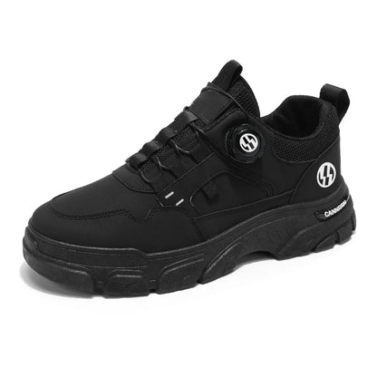 British Style Outdoor Men Work Shoes Rotating Button Fashion Motorcycle Shoes Versatile Men Casual Shoes Comfortable Sport Shoes