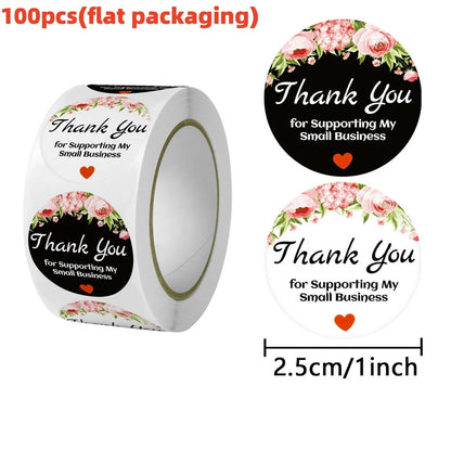 50-500pcs Thank You For Supporting My Small Business Flower Sticker Gift Packaging Seal Label Scrapbook Stationery Sticker 1inch