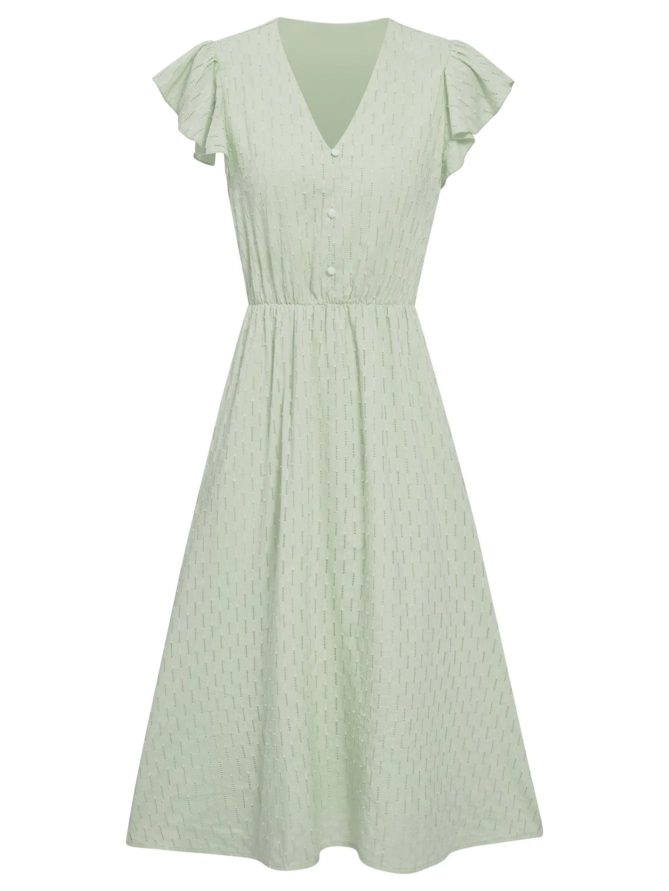 2025 New Summer Dress Women Casual Solid V-neck High Waist Fresh Wind Midi Dresses For Women Elegant Boho White Dress Vestidos