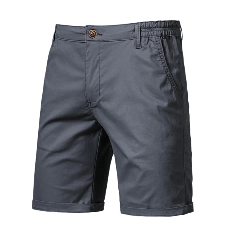 AIOPESON Summer 100% Cotton Solid Shorts Men High Quality Casual Business Social Elastic Waist Men Shorts 10 Colors Beach Shorts