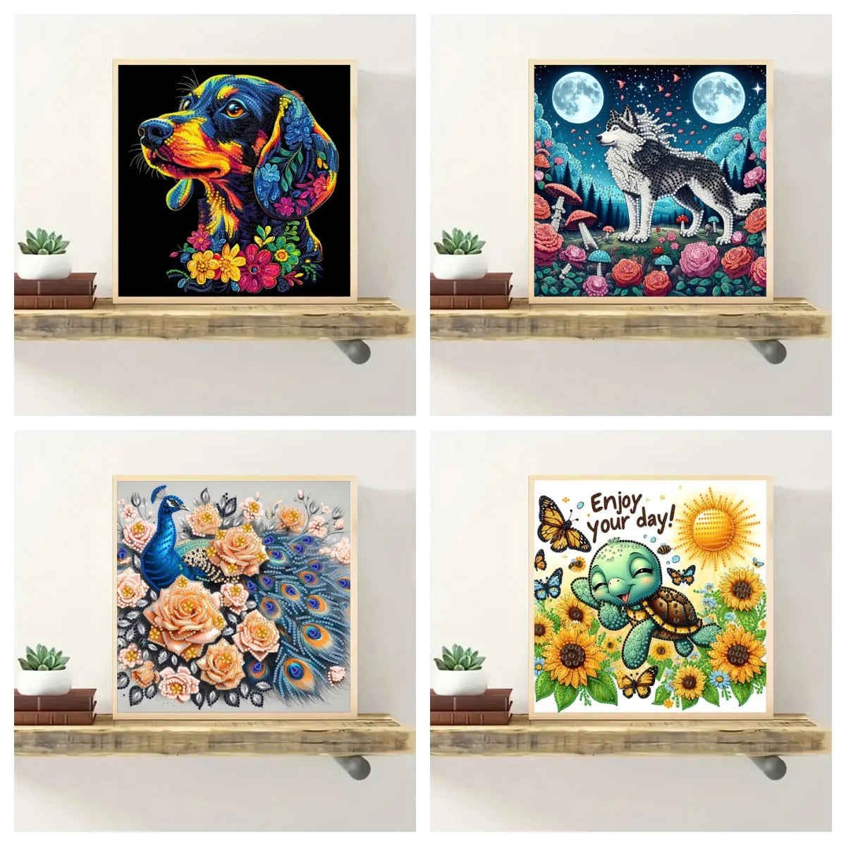 5D DIY a cartoon animal diamond painting kit suitable for Thanksgiving Christmas decoration gift irregular diamond kit craft
