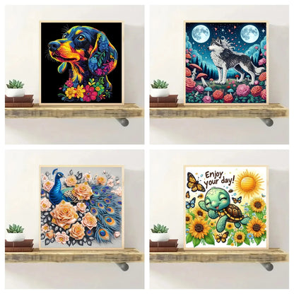 5D DIY a cartoon animal diamond painting kit suitable for Thanksgiving Christmas decoration gift irregular diamond kit craft