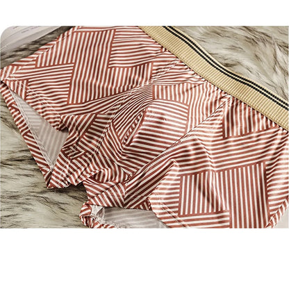 3PCS/Pack Fashion Striped Ice Silk Cool Breathable Men's Panties Comfortable Crotch Boxers Man High Elastic Waistband Underpants