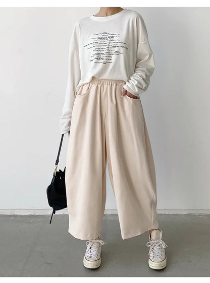 2023 Autumn Casual Harem Pants Women Cotton High Waisted Trousers Retro Loose Bloomers Women's Oversize Pants Baggy Sweatpants