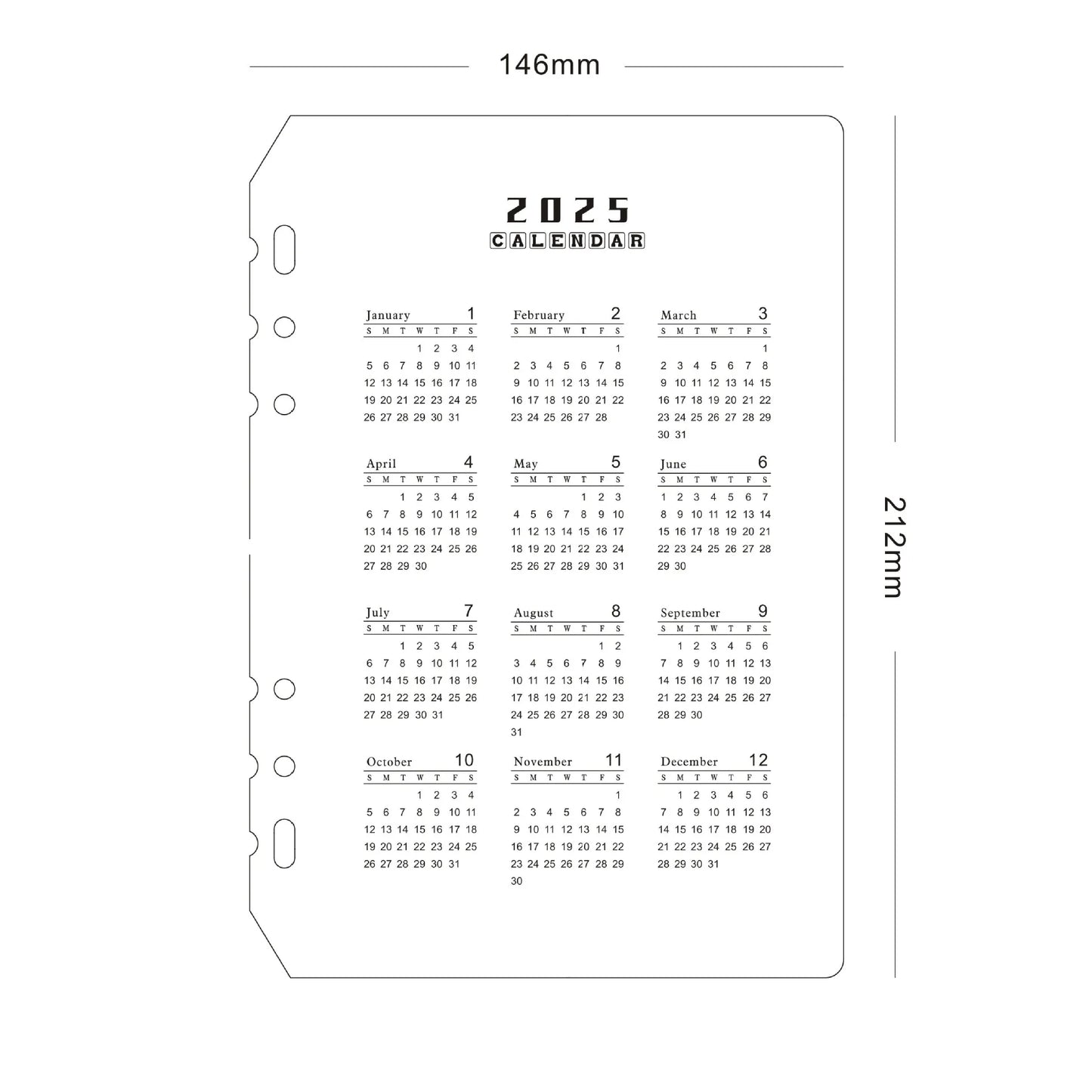 A5 A6 Loose Leaf Notebook Refill Spiral Binder Inner Page Diary Weekly Monthly Planner To Do List Line Dot Grid Inside Paper
