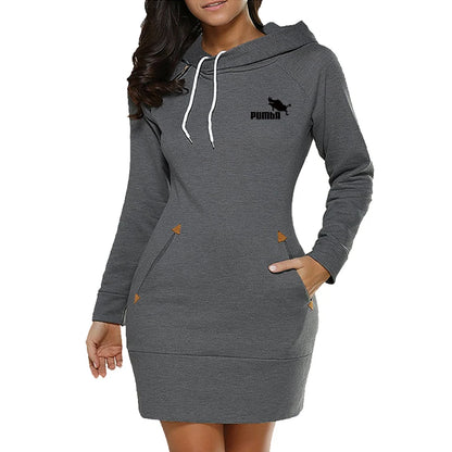 Sweatshirt Womens Dresses Pockets Fashion Casual Zip Neckline Sports Skirt Warm Simple Daily Autumn Hooded Comfort Autumn Winter