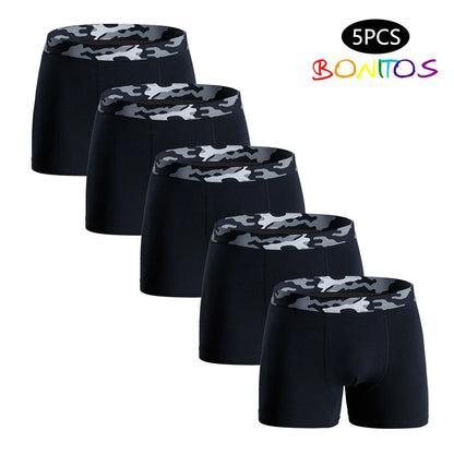 5pcs Men Underwear Print Boxers Men's Panties Camouflage Mens Underpants Cotton Male Boxershorts Sexy Man Trunks Gift
