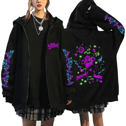 Arcane-Jinx Zipper Hoodie Monkey Graffiti Zip Up Jacket Men Women Game Lover Popular Sweatshirts HipHop Streetwear Pullover Gift