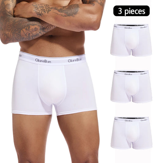 3pcs Pack White Boxer For Men Panties Underwear Male Brand And Underpants Homme Luxury Set Shorts Box Slip Kit