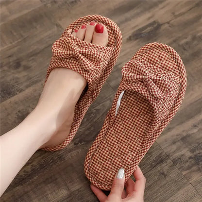2024 Cotton Shoes Women Household Slippers Indoor Floor Flip Flops Summer Simple Mute Slides Home Sandals Zapatos De Mujer