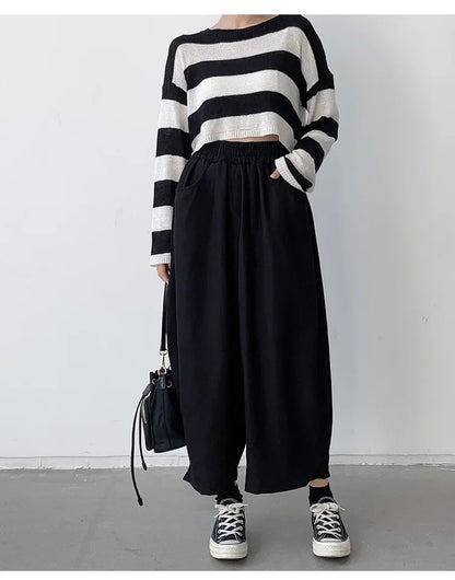 2023 Autumn Casual Harem Pants Women Cotton High Waisted Trousers Retro Loose Bloomers Women's Oversize Pants Baggy Sweatpants