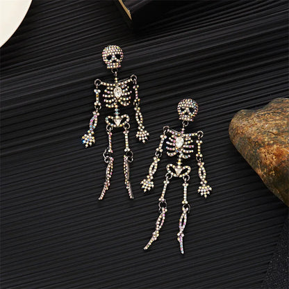 1 Pair Fully Bright Halloween Skull Earrings, Suitable for Daily Wear