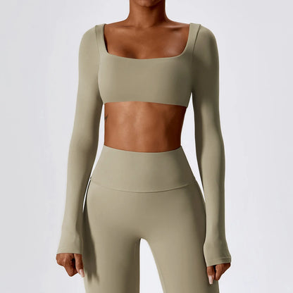 Women Sport Seamless Tops Long Sleeve Breathable Workout Slim T Shirts Athletic Running Gym Push-up Running Fitness Yoga Tops