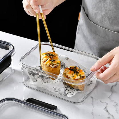 3size Refrigerator Storage Box Clear Sealed Rectangular Fresh Keeping Boxes Food Vegetable Fruit Lunch Box Kitchen Organizer