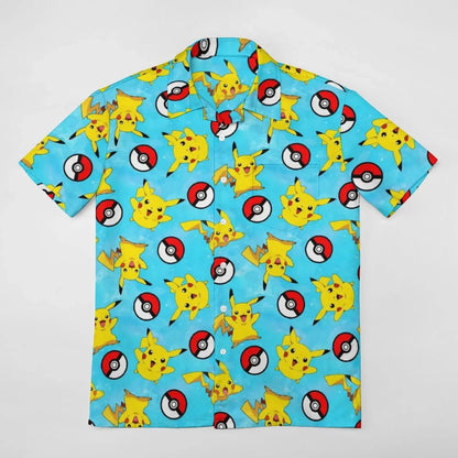 Summer Men's Shirt Cute Animal Print Short Sleeve Shirt Open button Lapel Men's Top Comfortable Casual Men's Shirts