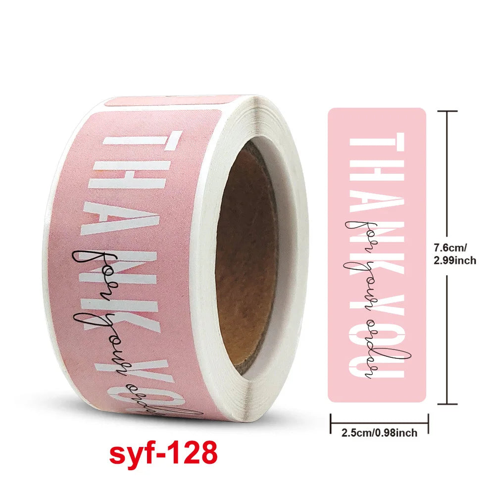 120Pcs Roll Creative DIY Flower Thank You Stickers for Handmade Products Stationery Business Envelope Lable for Gifts 1x3inch