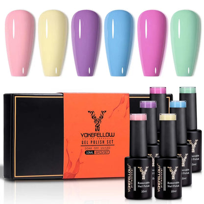 YOKEFELLOW 6Pcs/Set Fall Winter Gel Nail Polish Semi Permanent UV Led Gel Varnish Brown Orange Pumpkin Halloween Christmas Gift