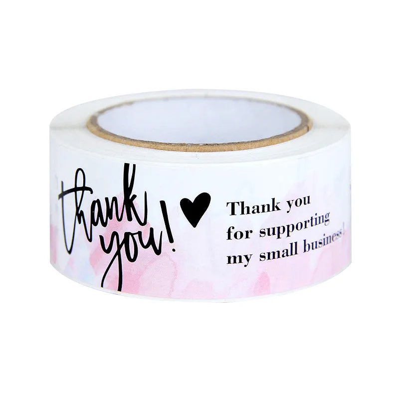 120Pcs/roll Thank You Self-adhesive Label Sticker Rectangular Sealing Stickers Business Bakery Shop Thank Customers Gifts