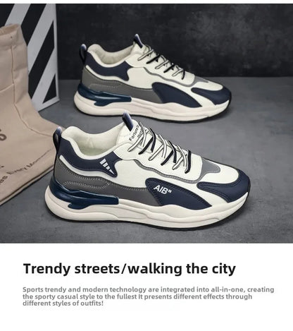 Summer Men's Shoes New Breathable Leather Face Casual Sports Shoes Korean Trendy Versatile Thick Bottom Shoes Casual Old Dad Sho
