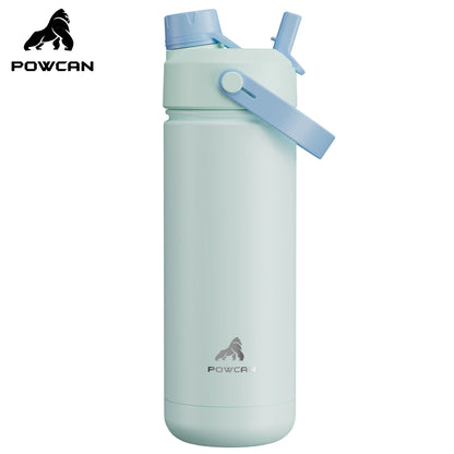 POWCAN 18oz Insulated Water Bottle With 2-In-1 Straw And Spout Lid, Keep Cold 24H, Leak-Proof, Double Wall Stainless Steel Water