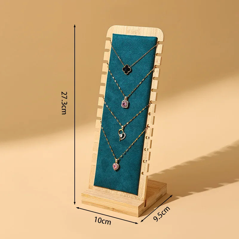 Bamboo Jewelry Display Stand Necklace Display Stand Wooden Multiple Necklace Easel Showcase Display Holder for Necklaces