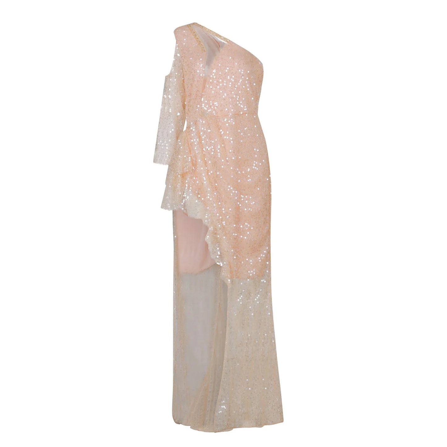 Women'S Fashion Sexy Gold Sprinkled One Shoulder Banquet Diamond Inlay Hip Wrap Evening Dress Ropa De Mujer Vestidos Para Mujer