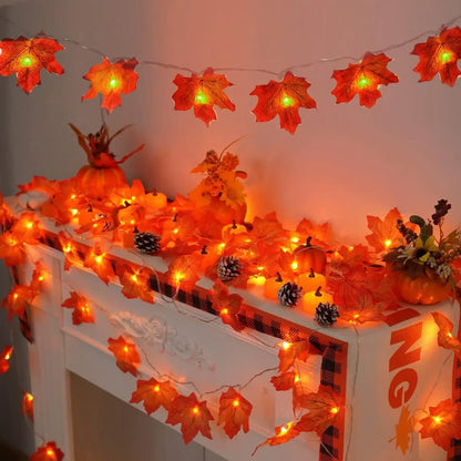 1PC USB/Battery Case Maple Leaf String Lights 10/20/40 LED Lights Waterproof For Halloween Outdoor Autumn Thanksgiving Decor